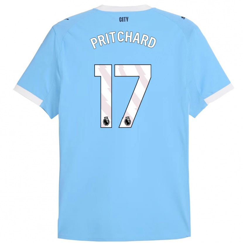 Danxen Niño Camiseta Poppy Pritchard #17 Celeste Blanco 1ª Equipación 2025/26 La Camisa