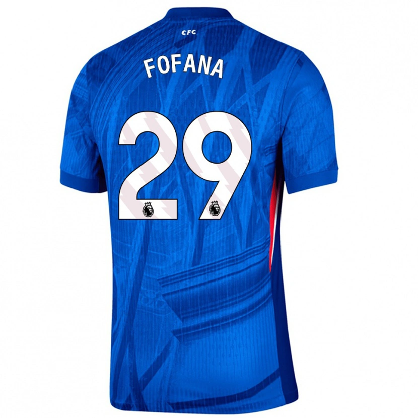 Danxen Niño Camiseta Wesley Fofana #29 Azul Blanco 1ª Equipación 2025/26 La Camisa