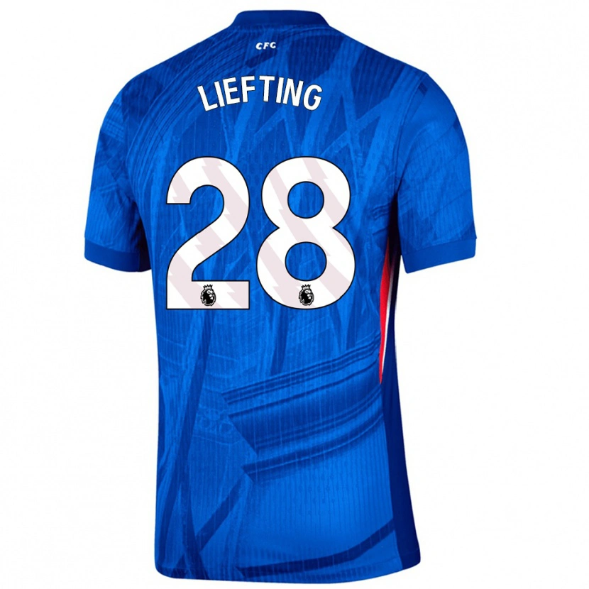 Danxen Niño Camiseta Femke Liefting #28 Azul Blanco 1ª Equipación 2025/26 La Camisa