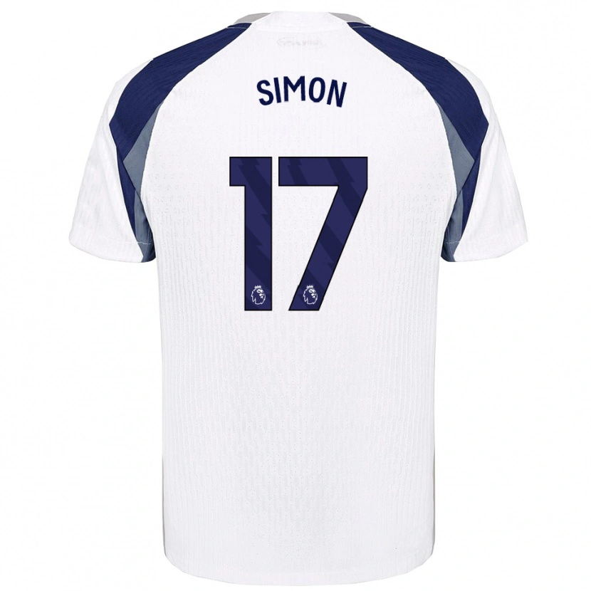 Danxen Niño Camiseta Kyah Simon #17 Blanco Marino 1ª Equipación 2025/26 La Camisa
