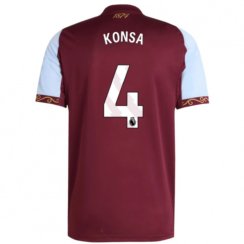 Danxen Niño Camiseta Ezri Konsa #4 Borgoña Celeste 1ª Equipación 2025/26 La Camisa
