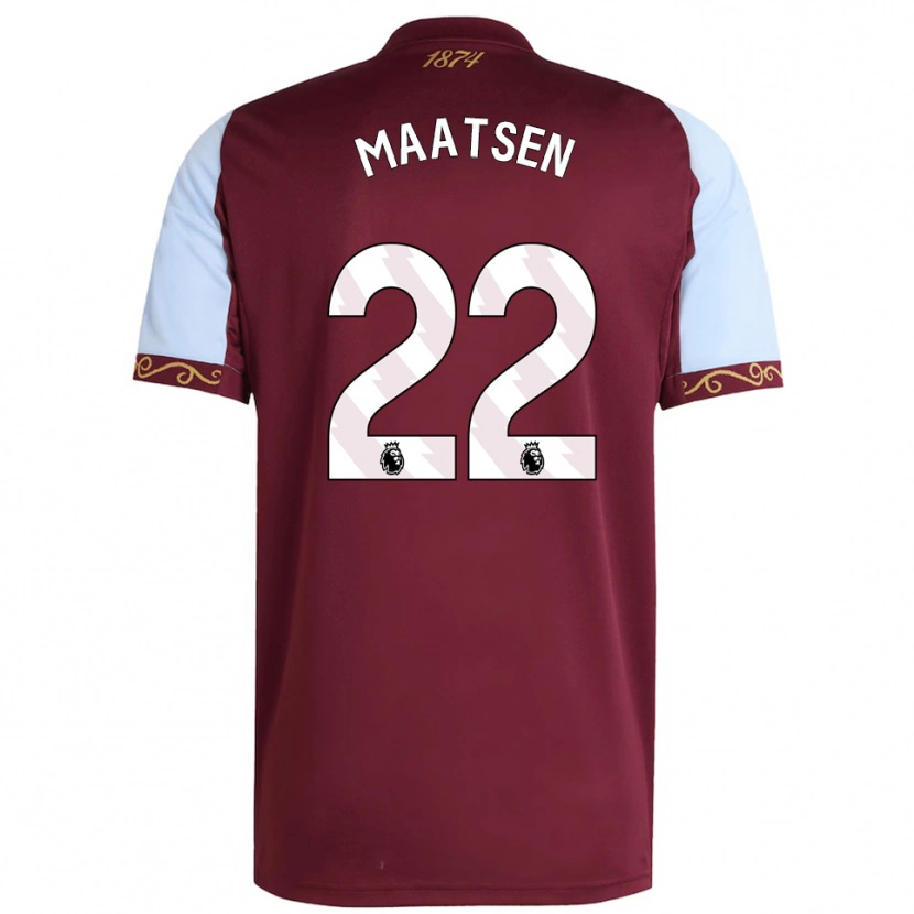 Danxen Niño Camiseta Ian Maatsen #22 Borgoña Celeste 1ª Equipación 2025/26 La Camisa