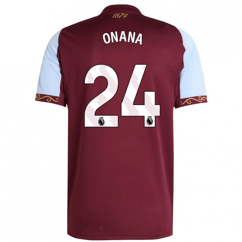 Danxen Niño Camiseta Amadou Onana #24 Borgoña Celeste 1ª Equipación 2025/26 La Camisa