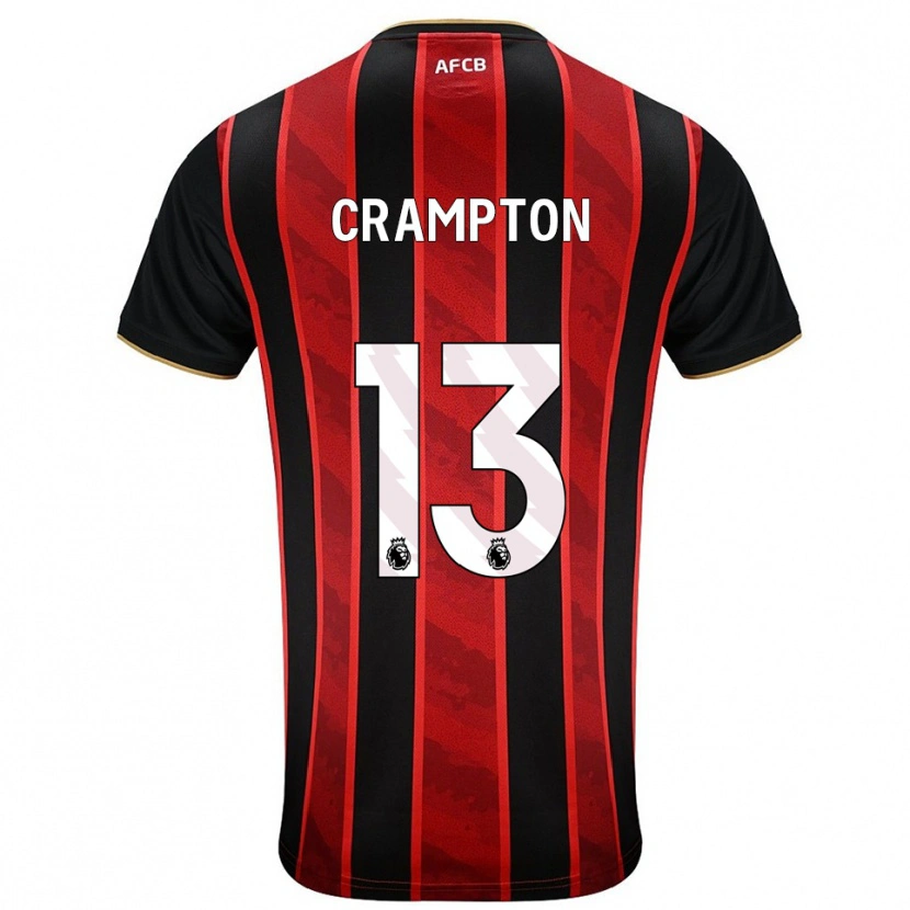 Danxen Niño Camiseta Kai Crampton #13 Rojo Negro 1ª Equipación 2025/26 La Camisa