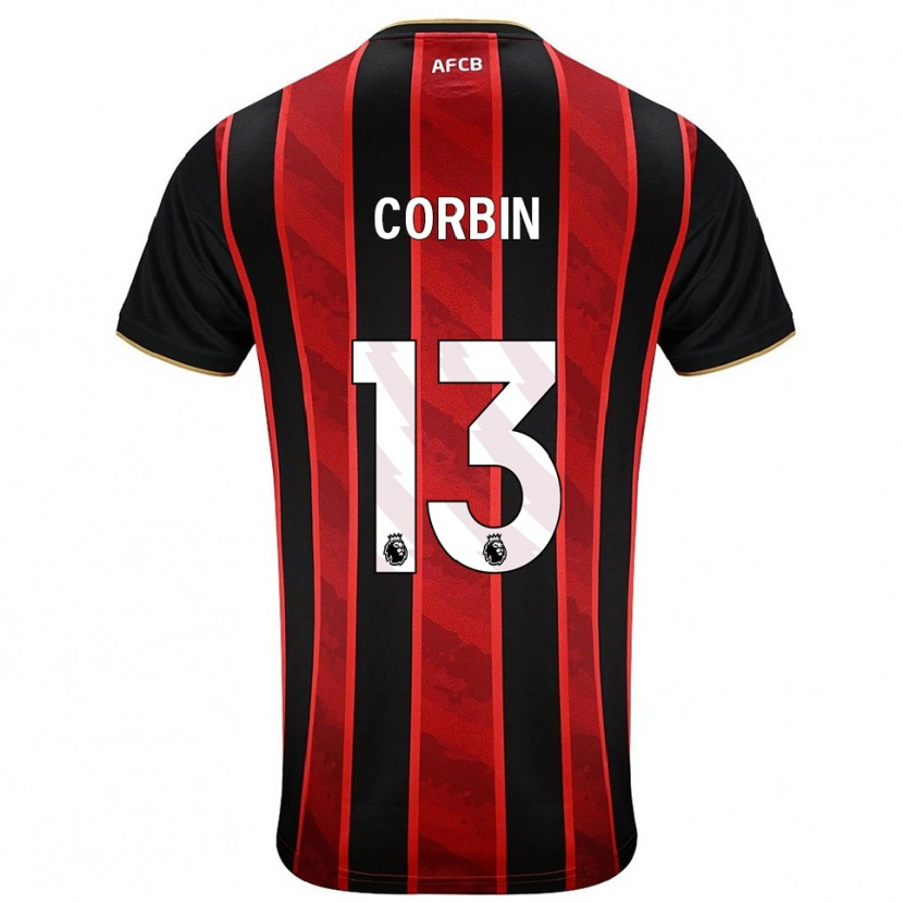 Danxen Niño Camiseta Helen Corbin #13 Rojo Negro 1ª Equipación 2025/26 La Camisa