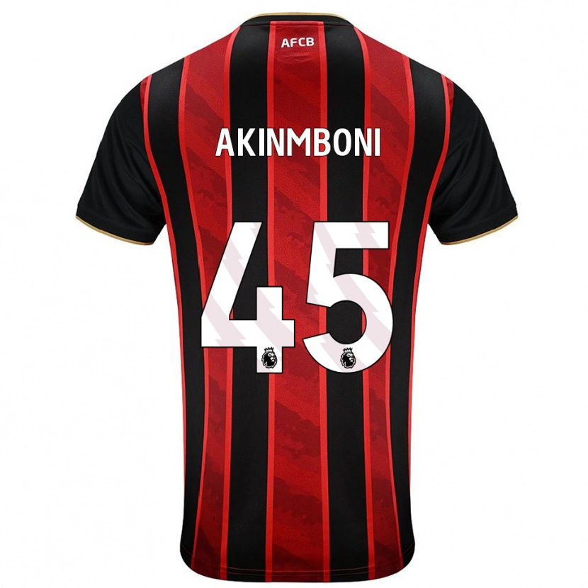 Danxen Niño Camiseta Matai Akinmboni #45 Rojo Negro 1ª Equipación 2025/26 La Camisa