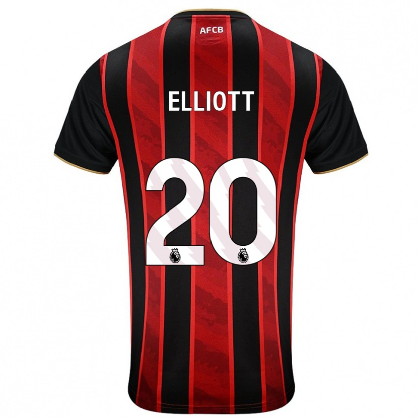 Danxen Niño Camiseta Kaitlyn Elliott #20 Rojo Negro 1ª Equipación 2025/26 La Camisa