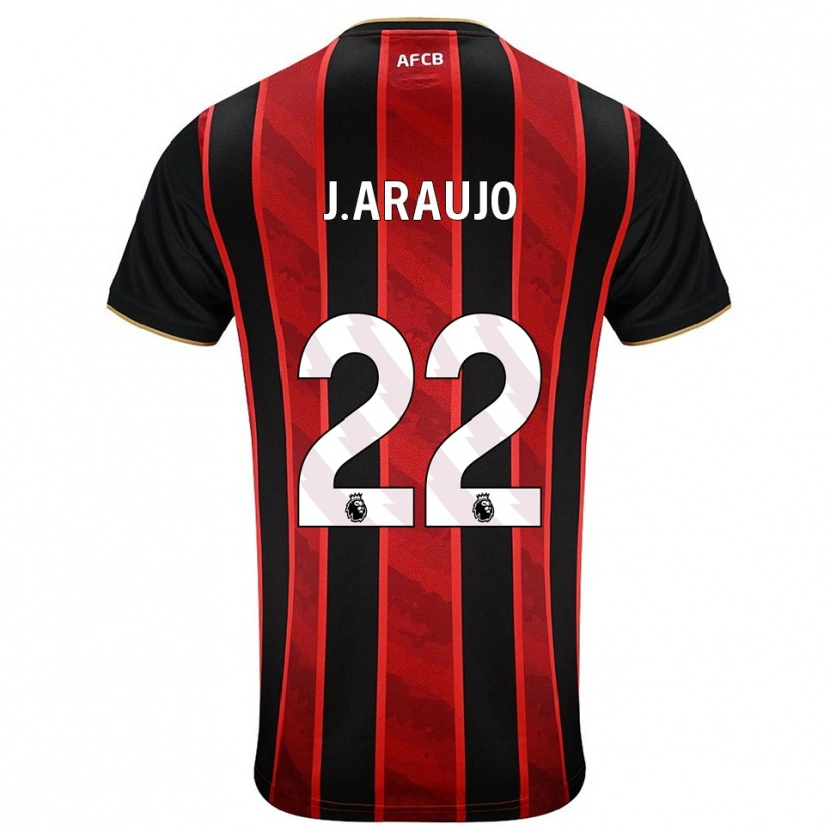 Danxen Niño Camiseta Julián Araujo #22 Rojo Negro 1ª Equipación 2025/26 La Camisa