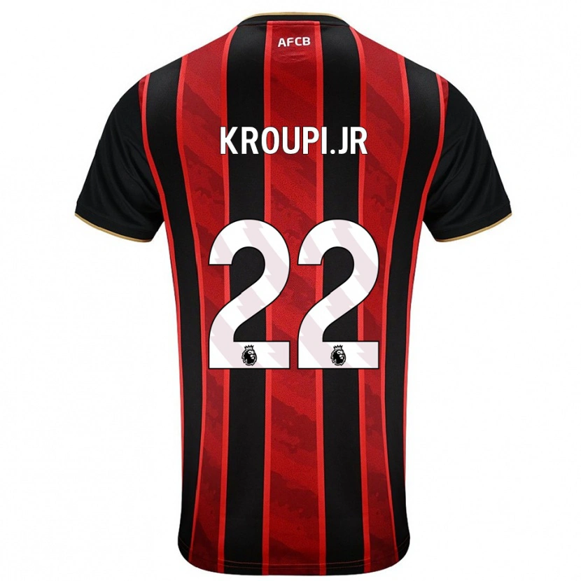 Danxen Niño Camiseta Eli Junior Kroupi #22 Rojo Negro 1ª Equipación 2025/26 La Camisa