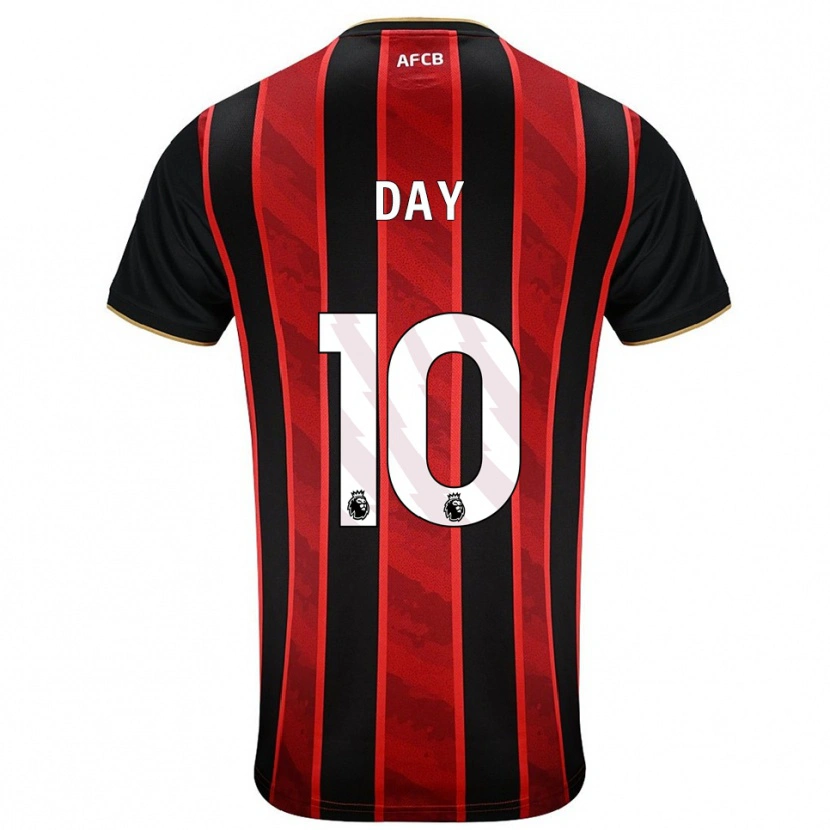 Danxen Niño Camiseta Jonny Day #10 Rojo Negro 1ª Equipación 2025/26 La Camisa