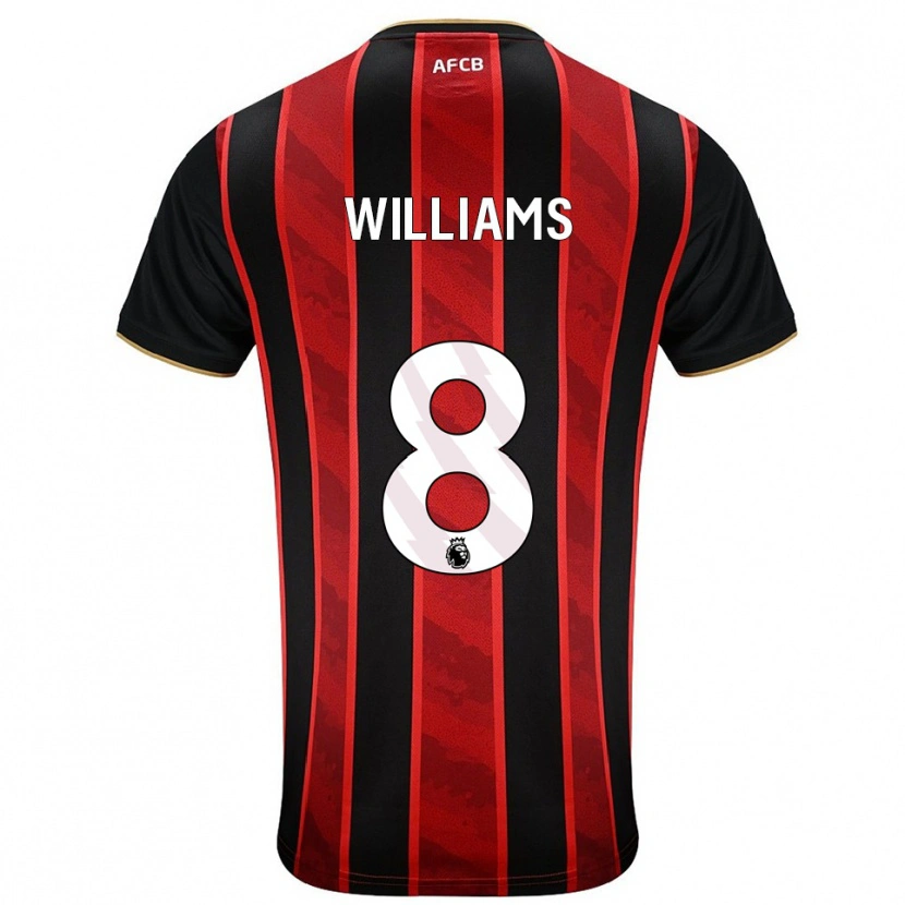 Danxen Niño Camiseta Phoebe Williams #8 Rojo Negro 1ª Equipación 2025/26 La Camisa