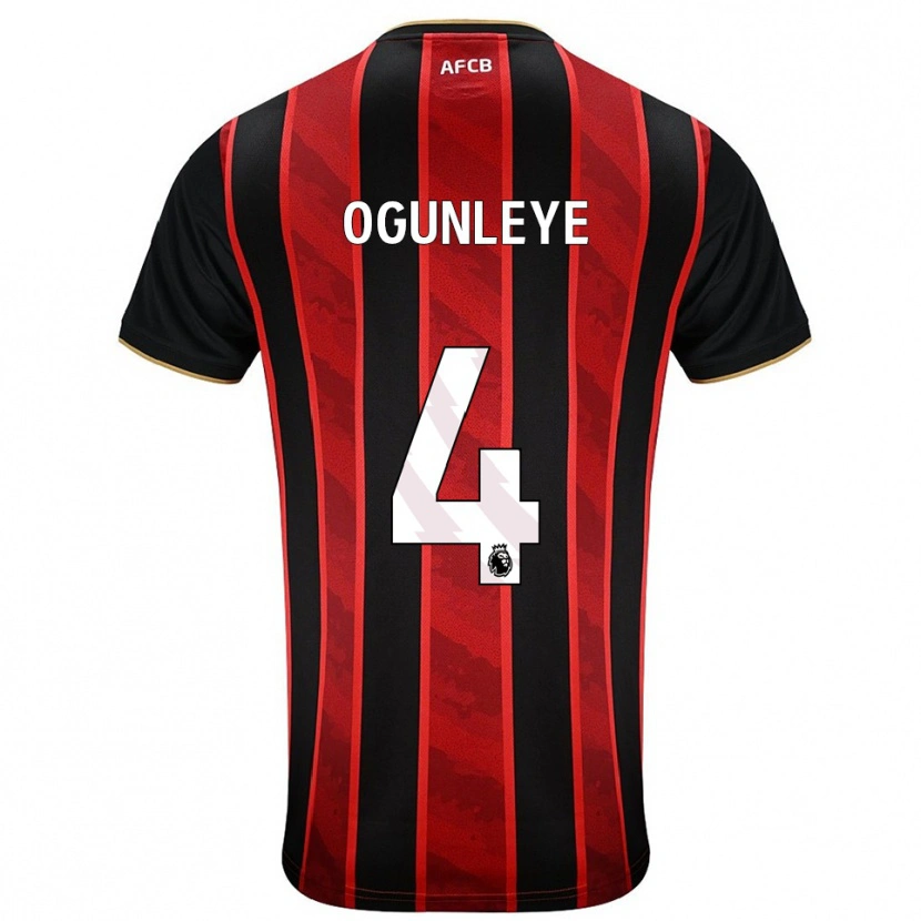 Danxen Niño Camiseta Malachi Ogunleye #4 Rojo Negro 1ª Equipación 2025/26 La Camisa