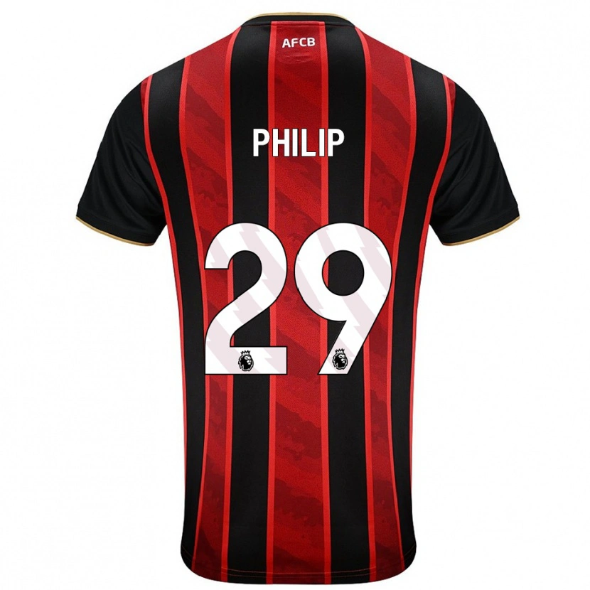 Danxen Niño Camiseta Philip Billing #29 Rojo Negro 1ª Equipación 2025/26 La Camisa