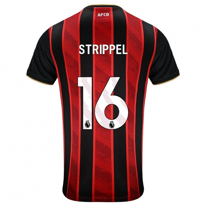 Danxen Niño Camiseta Ellie Strippel #16 Rojo Negro 1ª Equipación 2025/26 La Camisa