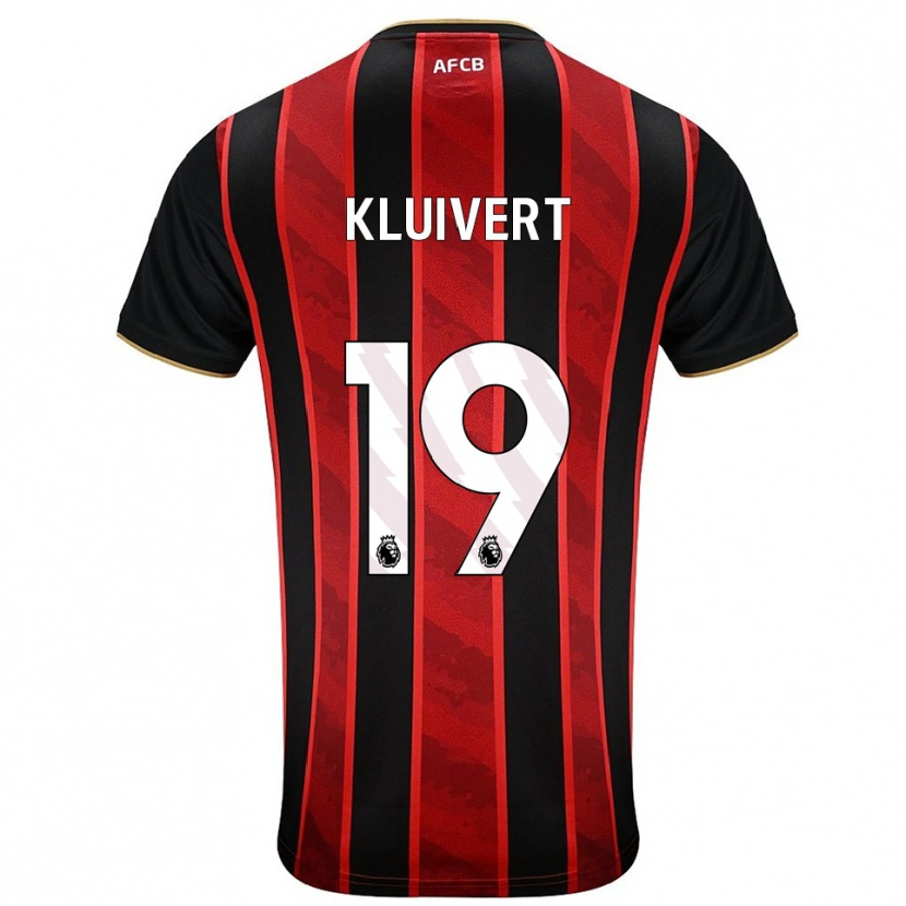 Danxen Niño Camiseta Justin Kluivert #19 Rojo Negro 1ª Equipación 2025/26 La Camisa
