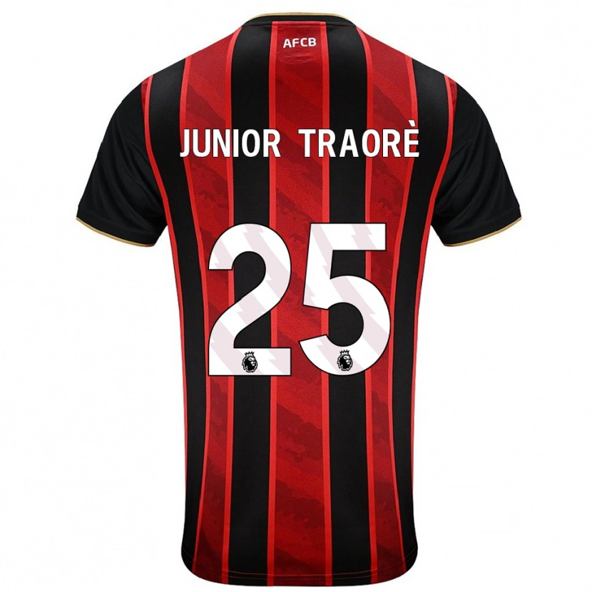 Danxen Niño Camiseta Hamed Junior Traoré #25 Rojo Negro 1ª Equipación 2025/26 La Camisa