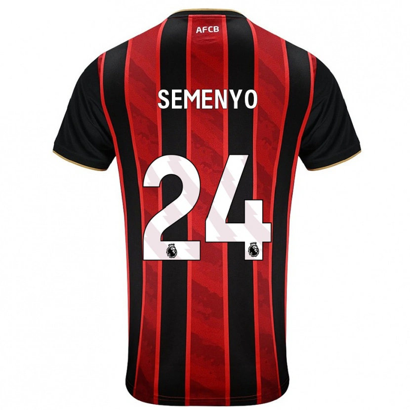 Danxen Niño Camiseta Antoine Semenyo #24 Rojo Negro 1ª Equipación 2025/26 La Camisa