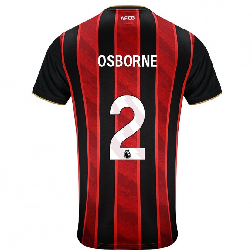 Danxen Niño Camiseta Charlie Osborne #2 Rojo Negro 1ª Equipación 2025/26 La Camisa