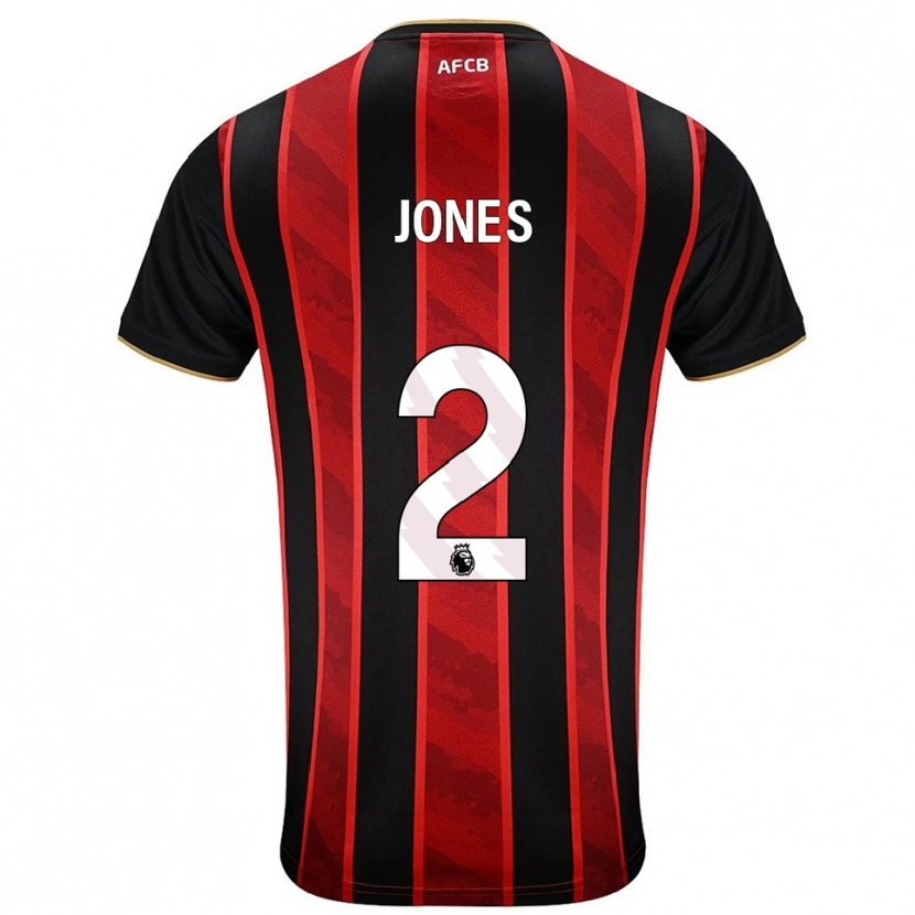 Danxen Niño Camiseta Abby Jones #2 Rojo Negro 1ª Equipación 2025/26 La Camisa