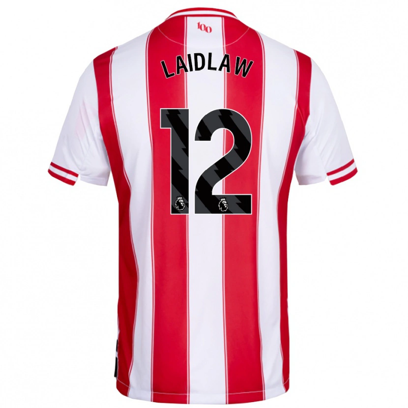 Danxen Niño Camiseta Ethan Laidlaw #12 Rojo Blanco 1ª Equipación 2025/26 La Camisa