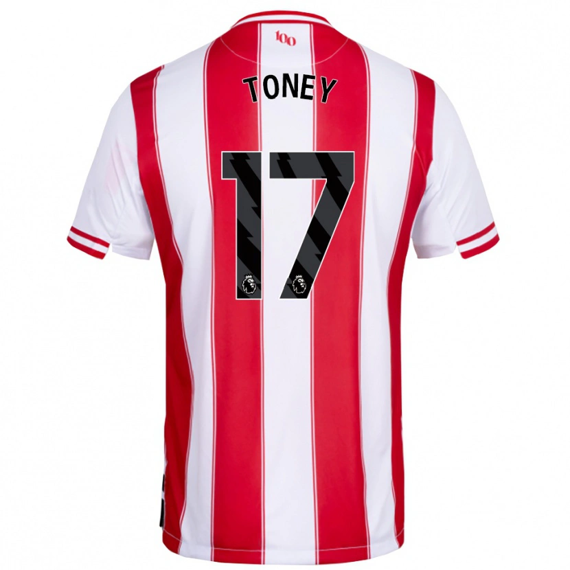 Danxen Niño Camiseta Ivan Toney #17 Rojo Blanco 1ª Equipación 2025/26 La Camisa