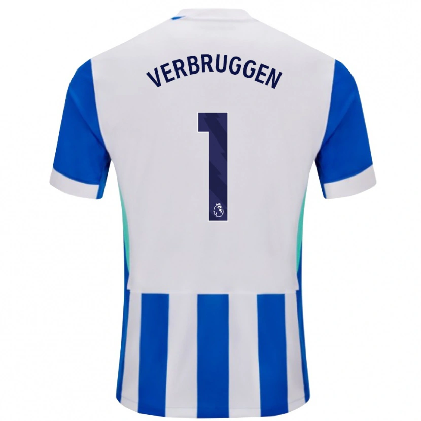 Danxen Niño Camiseta Bart Verbruggen #1 Azul Blanco 1ª Equipación 2025/26 La Camisa