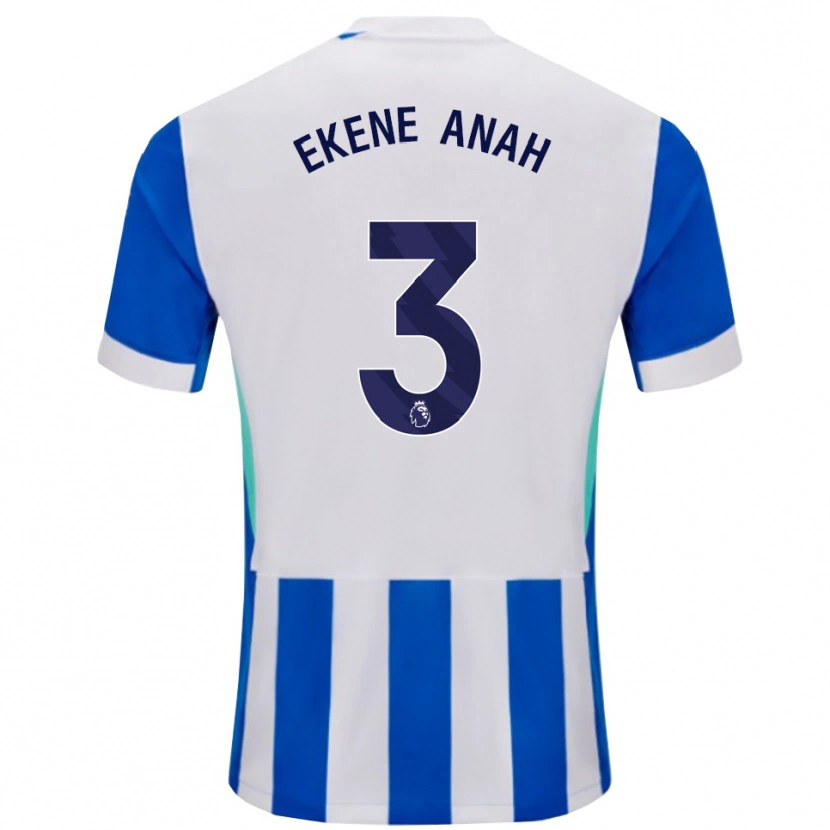 Danxen Niño Camiseta Cristiano Ekene Anah #3 Azul Blanco 1ª Equipación 2025/26 La Camisa