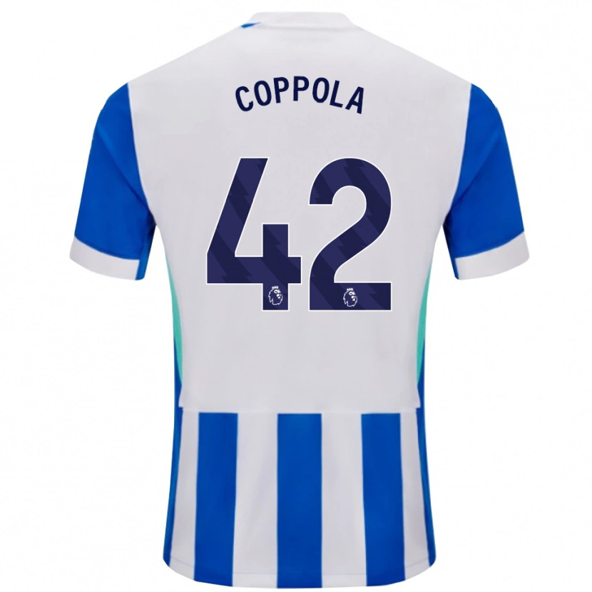 Danxen Niño Camiseta Diego Coppola #42 Azul Blanco 1ª Equipación 2025/26 La Camisa
