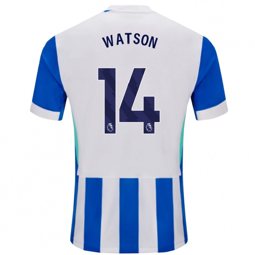 Danxen Niño Camiseta Tom Watson #14 Azul Blanco 1ª Equipación 2025/26 La Camisa