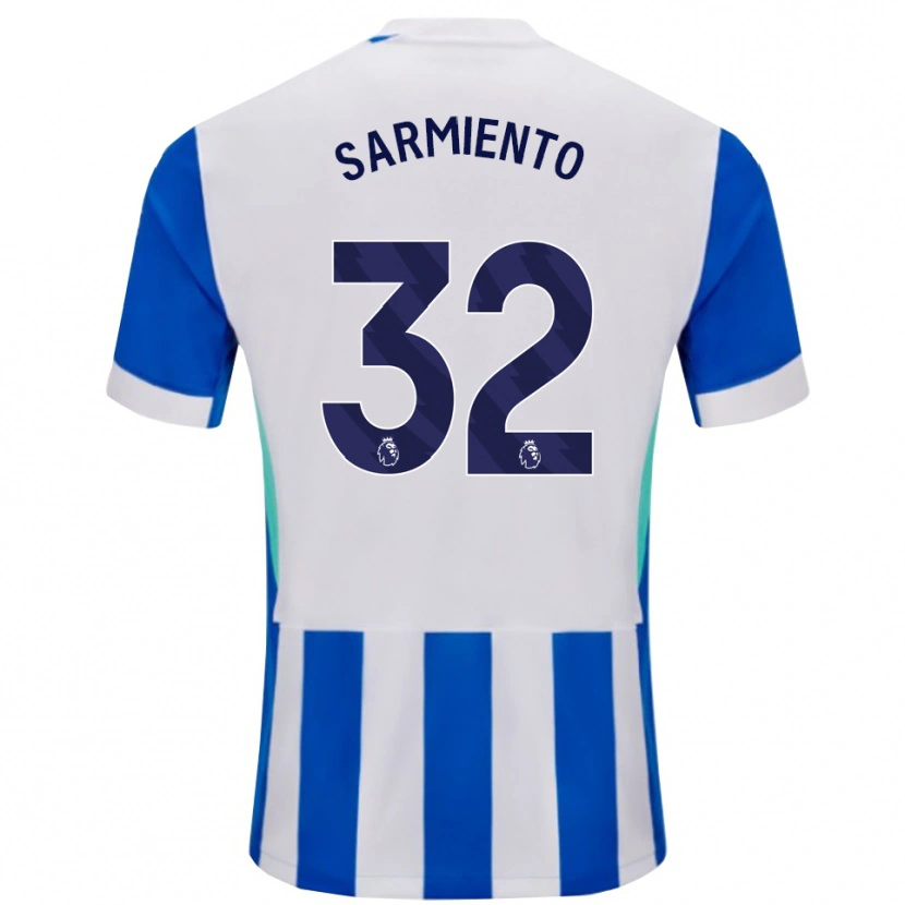 Danxen Niño Camiseta Jeremy Sarmiento #32 Azul Blanco 1ª Equipación 2025/26 La Camisa