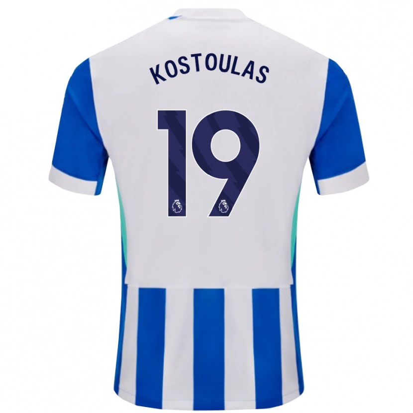 Danxen Niño Camiseta Charalampos Kostoulas #19 Azul Blanco 1ª Equipación 2025/26 La Camisa