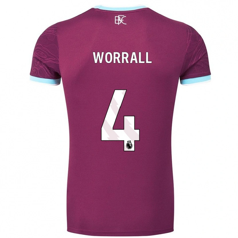 Danxen Niño Camiseta Joe Worrall #4 Borgoña Celeste 1ª Equipación 2025/26 La Camisa