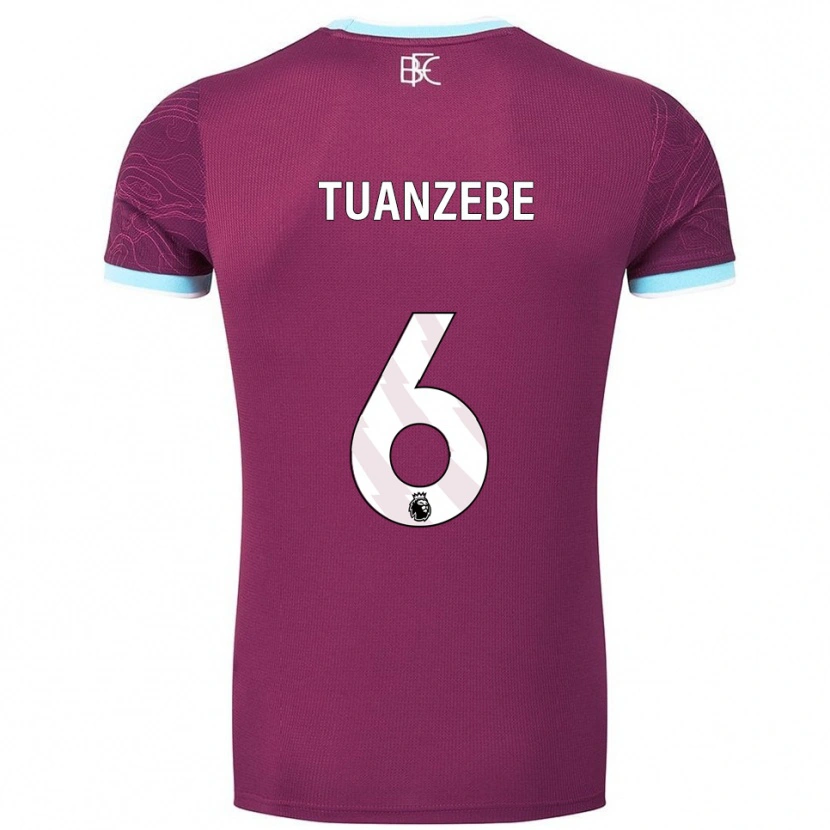Danxen Niño Camiseta Axel Tuanzebe #6 Borgoña Celeste 1ª Equipación 2025/26 La Camisa