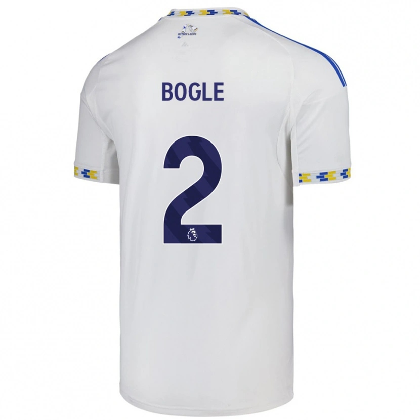 Danxen Niño Camiseta Jayden Bogle #2 Blanco Azul 1ª Equipación 2025/26 La Camisa