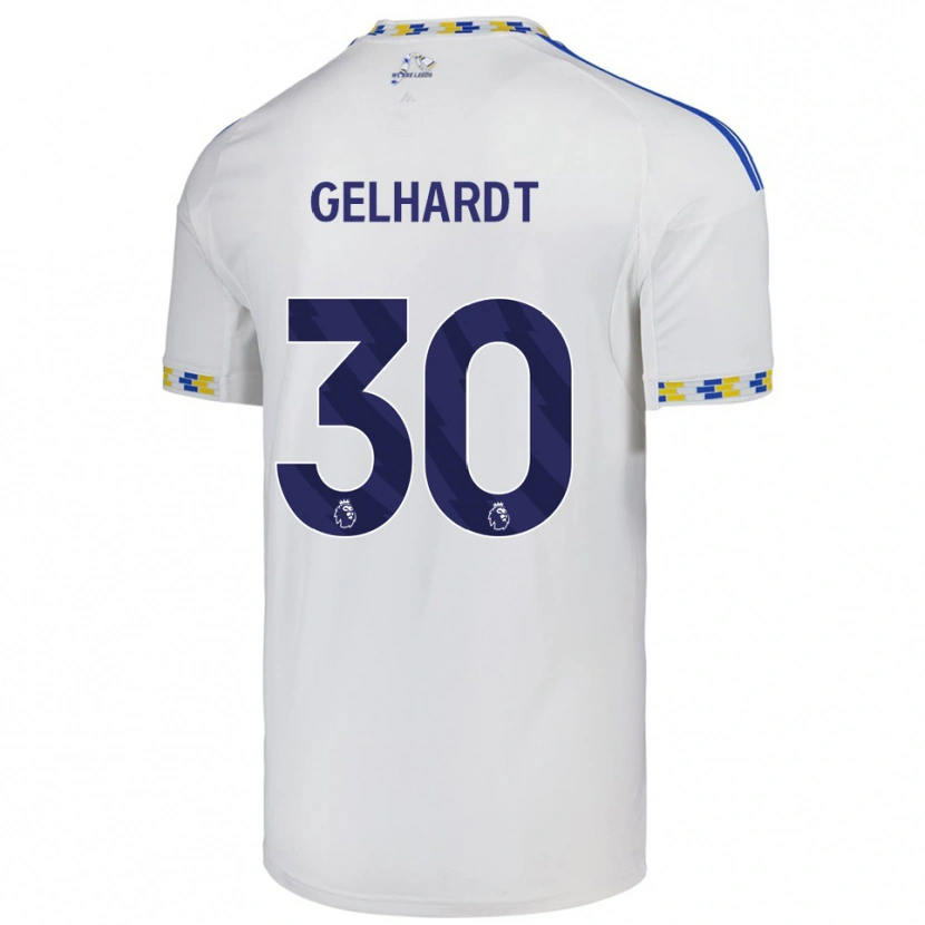Danxen Niño Camiseta Joe Gelhardt #30 Blanco Azul 1ª Equipación 2025/26 La Camisa
