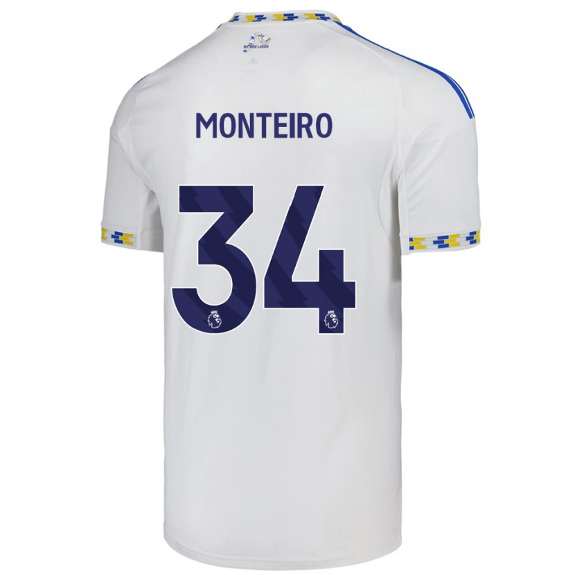 Danxen Niño Camiseta Diogo Monteiro #34 Blanco Azul 1ª Equipación 2025/26 La Camisa