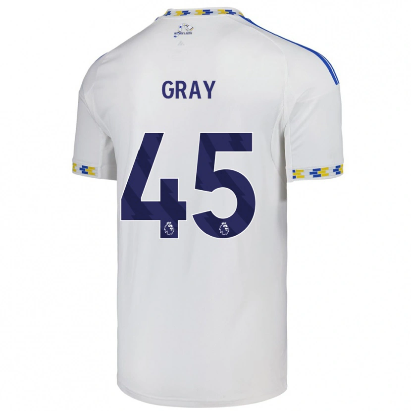 Danxen Niño Camiseta Harry Gray #45 Blanco Azul 1ª Equipación 2025/26 La Camisa