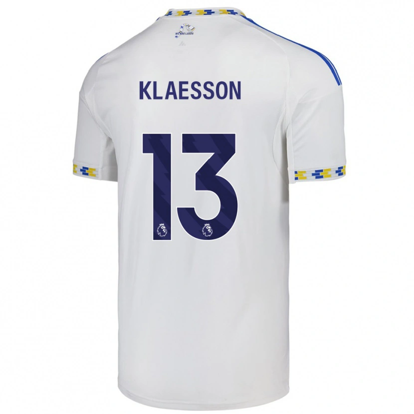 Danxen Niño Camiseta Kristoffer Klaesson #13 Blanco Azul 1ª Equipación 2025/26 La Camisa
