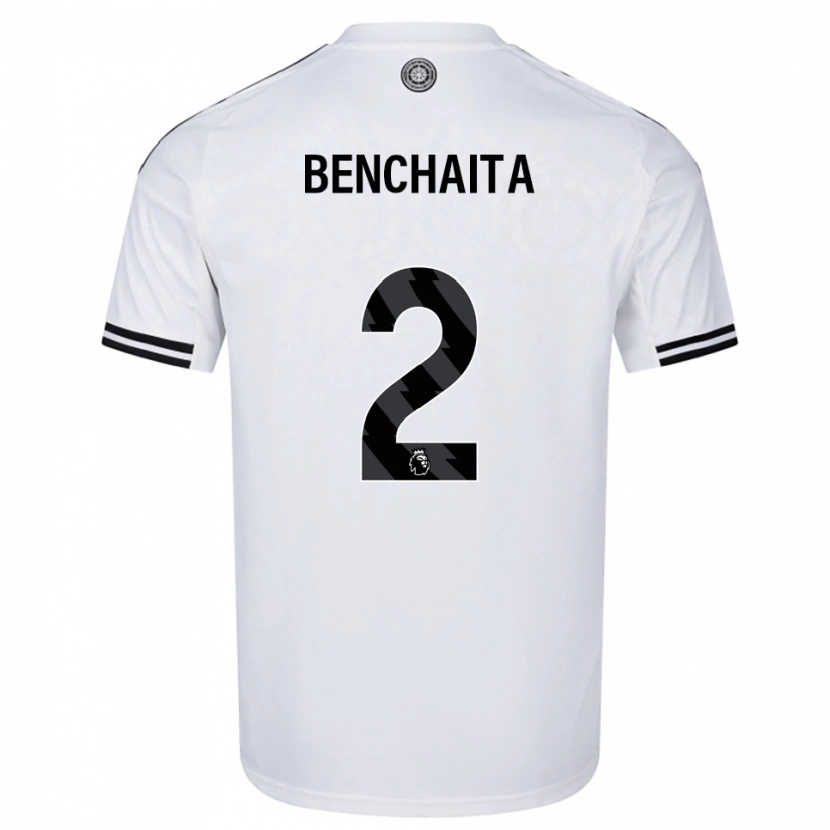 Danxen Niño Camiseta Nazim Benchaita #2 Blanco Negro 1ª Equipación 2025/26 La Camisa