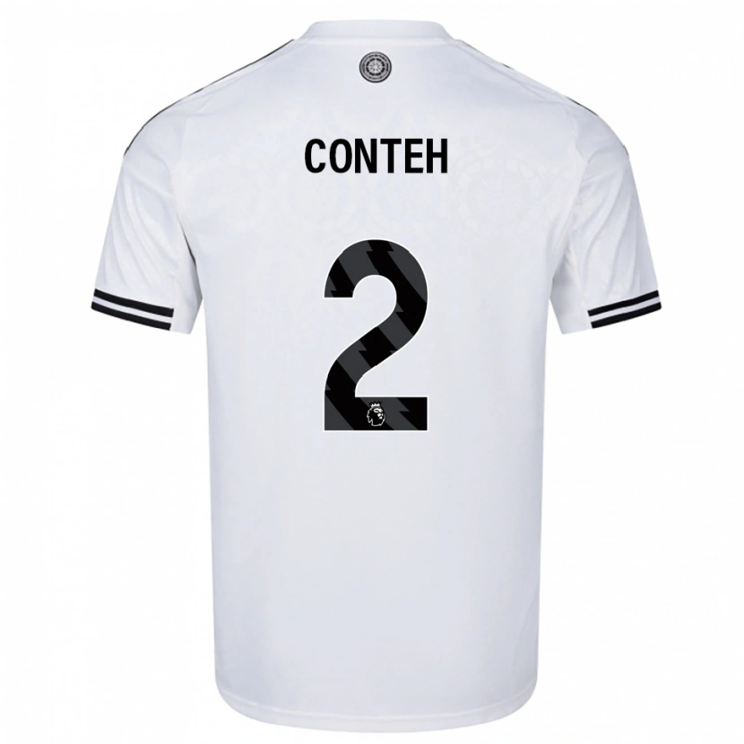 Danxen Niño Camiseta Daniel Conteh #2 Blanco Negro 1ª Equipación 2025/26 La Camisa