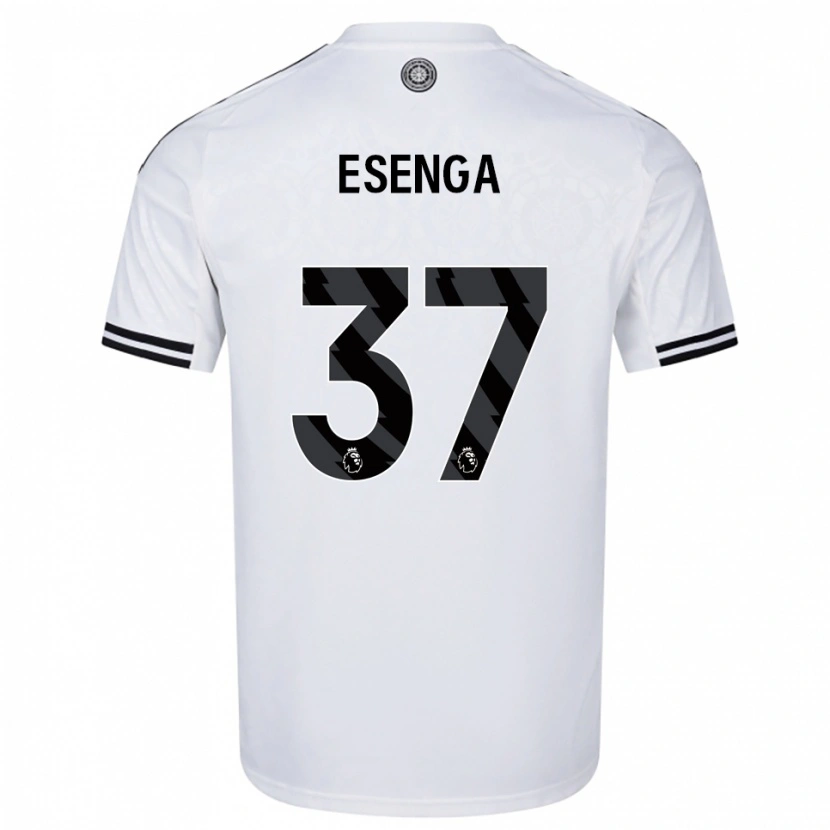Danxen Niño Camiseta Jonathan Esenga #37 Blanco Negro 1ª Equipación 2025/26 La Camisa