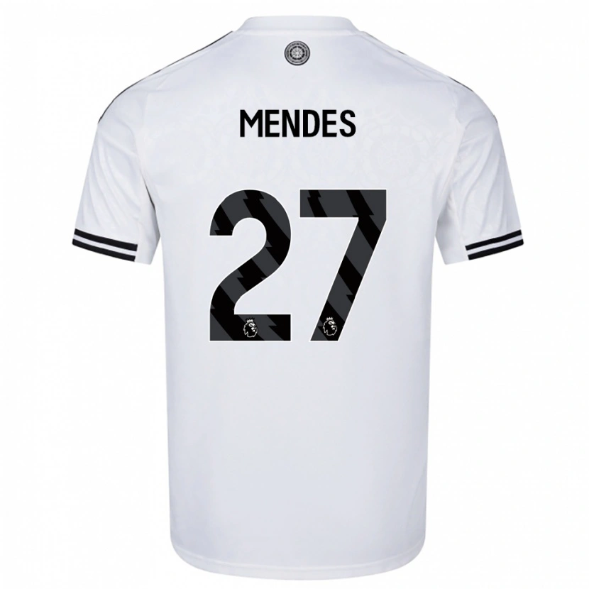 Danxen Niño Camiseta Megalie Mendes #27 Blanco Negro 1ª Equipación 2025/26 La Camisa