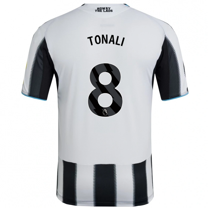 Danxen Niño Camiseta Sandro Tonali #8 Negro Blanco 1ª Equipación 2025/26 La Camisa
