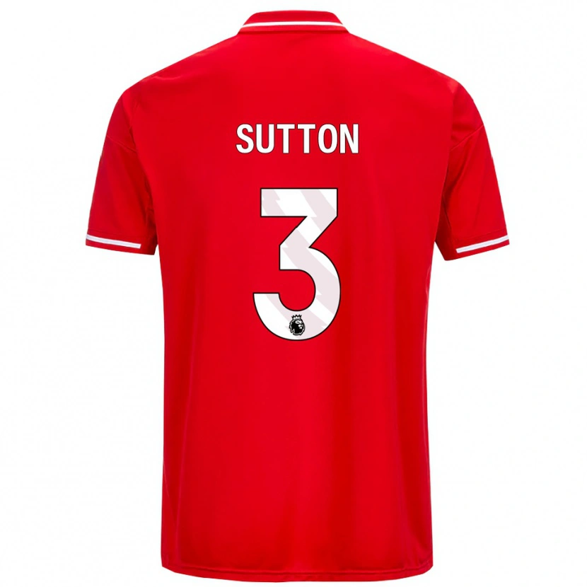 Danxen Niño Camiseta Spencer Sutton #3 Rojo Blanco 1ª Equipación 2025/26 La Camisa