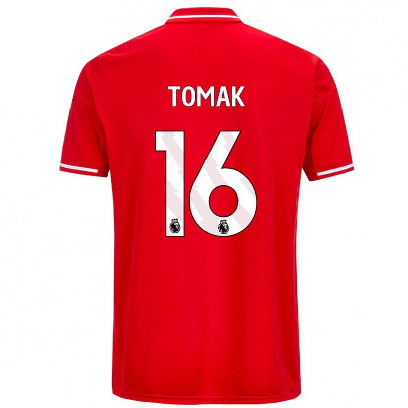 Danxen Niño Camiseta Jaxon Tomak #16 Rojo Blanco 1ª Equipación 2025/26 La Camisa