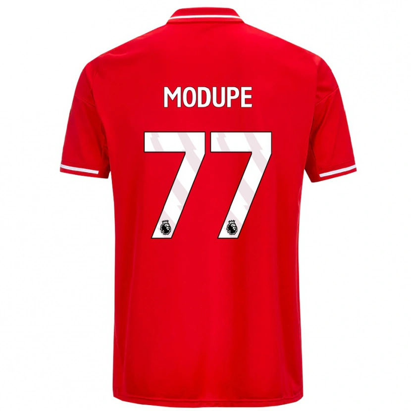 Danxen Niño Camiseta David Modupe #77 Rojo Blanco 1ª Equipación 2025/26 La Camisa