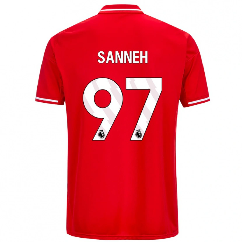 Danxen Niño Camiseta Buba Sanneh #97 Rojo Blanco 1ª Equipación 2025/26 La Camisa