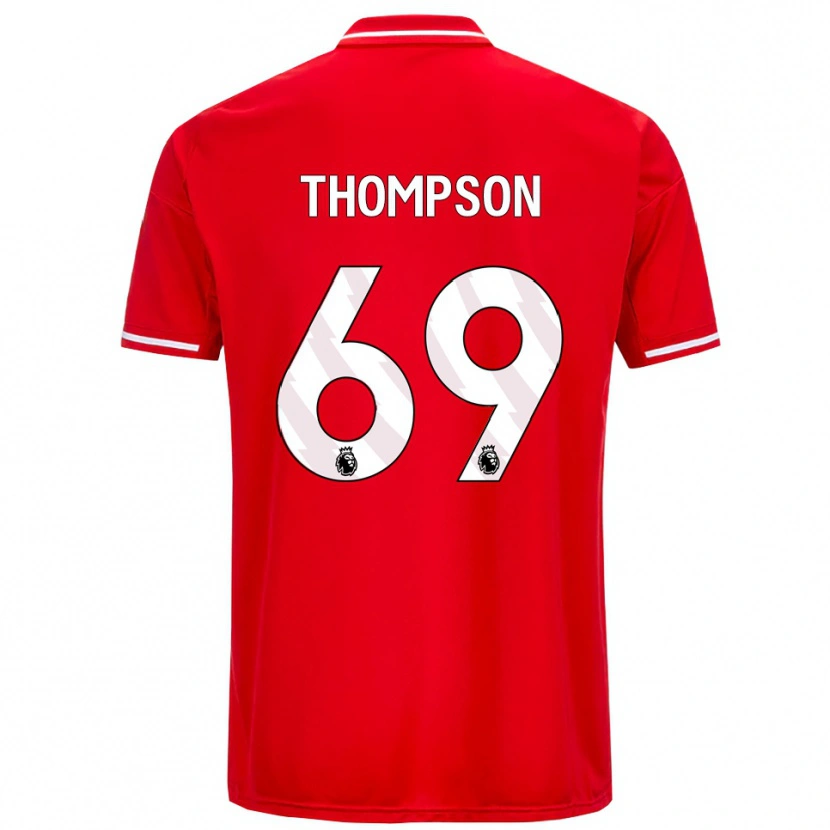 Danxen Niño Camiseta Kalum Thompson #69 Rojo Blanco 1ª Equipación 2025/26 La Camisa