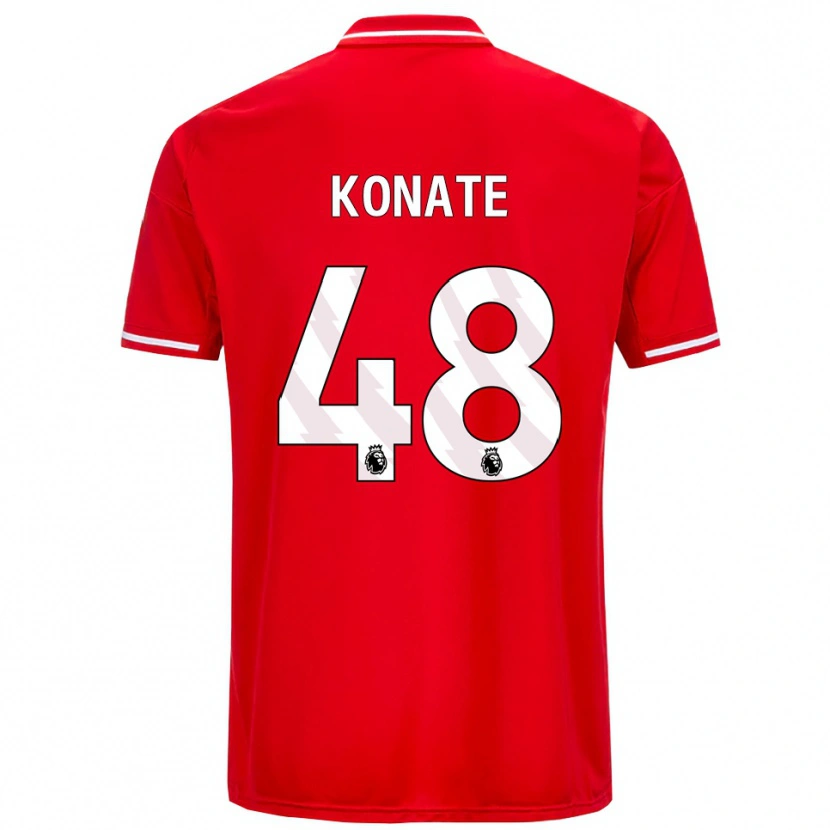Danxen Niño Camiseta Ateef Konaté #48 Rojo Blanco 1ª Equipación 2025/26 La Camisa