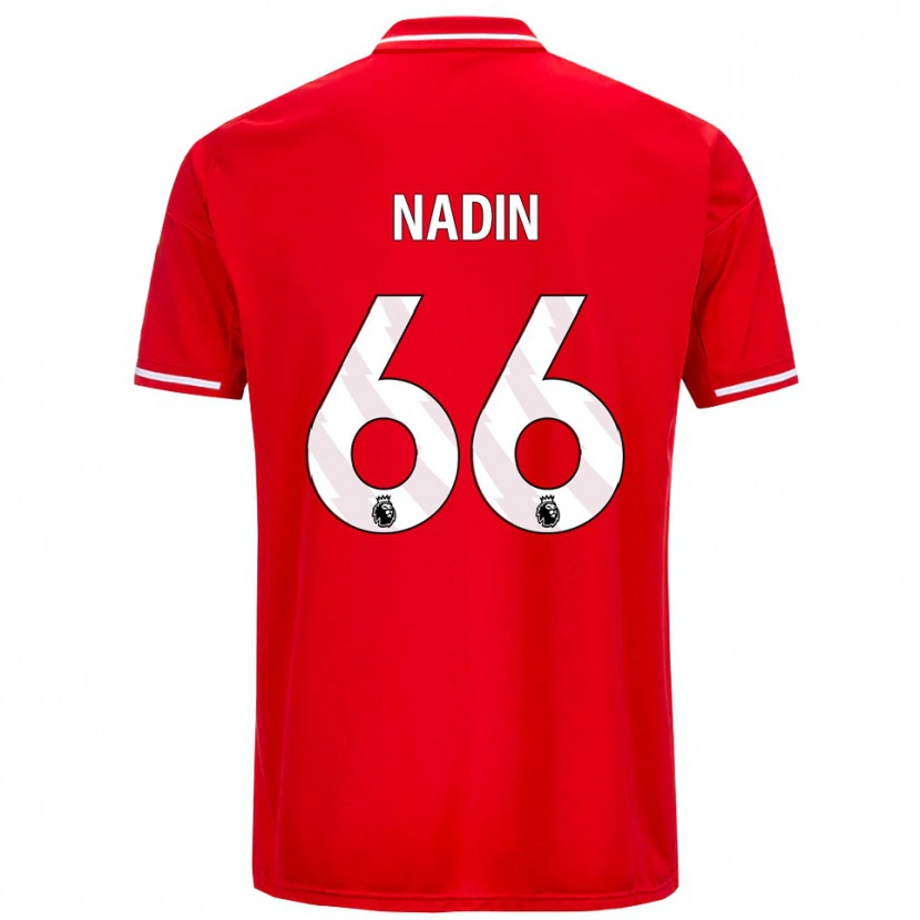 Danxen Niño Camiseta Jack Nadin #66 Rojo Blanco 1ª Equipación 2025/26 La Camisa